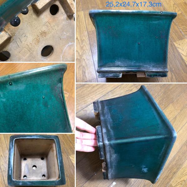 Chậu men xanh hoả biến PLD195